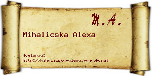 Mihalicska Alexa névjegykártya